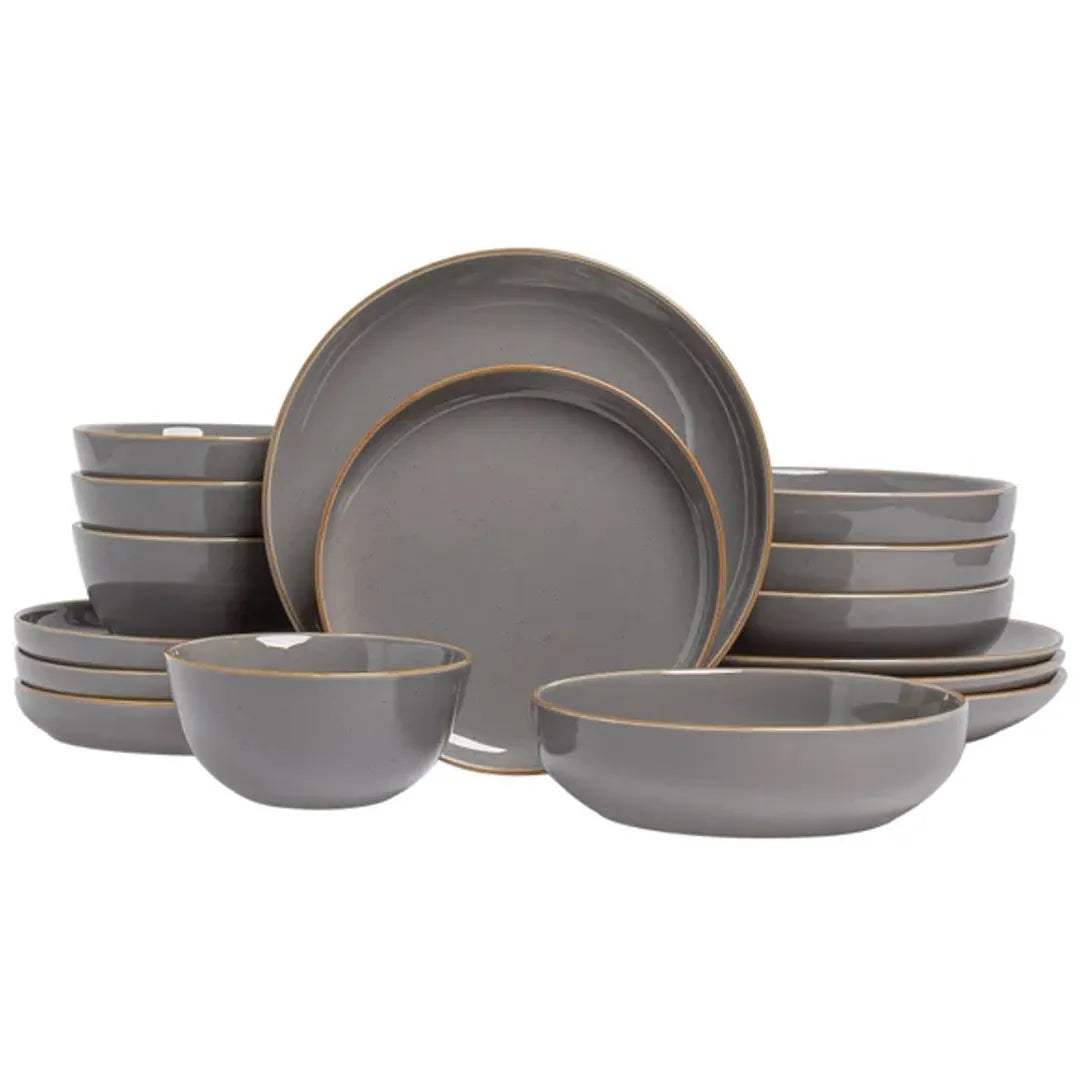 Over&Back - Dinnerware Set - 16 Pc - Gray
